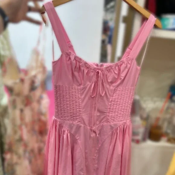 NEW Moon River Emilia Pintuck Waist Midi Dress – Pink, NWT - Picture 2 of 2